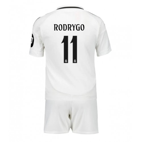 Fotballdrakt Barn Real Madrid Rodrygo Goes #11 Hjemmedraktsett 2024-25 Kortermet (+ Korte bukser)